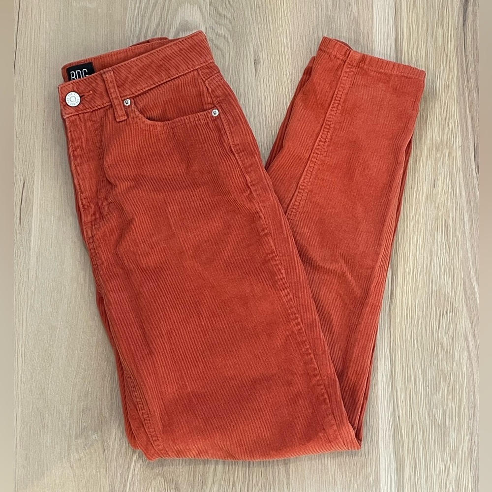 BDG Women's Mom High Rise Orange Corduroy Pants 25